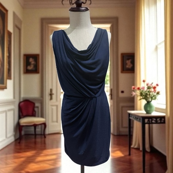 Jessica Simpson Draped Sleeveless Dress – Navy Blue – Size Small - Picture 1 of 10